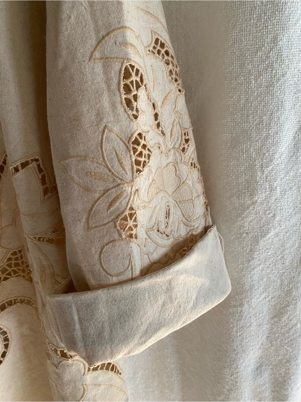 Anthropologie Avec Les Filles Cutwork Linen  Trench Coat/Duster Size Large NWT - Picture 6 of 12